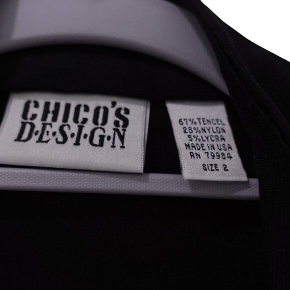 Chico's Design Sweater Sz 2 Black Tencel Blend Full Zip Mock Neck Long Sleeves - Picture 6 of 11